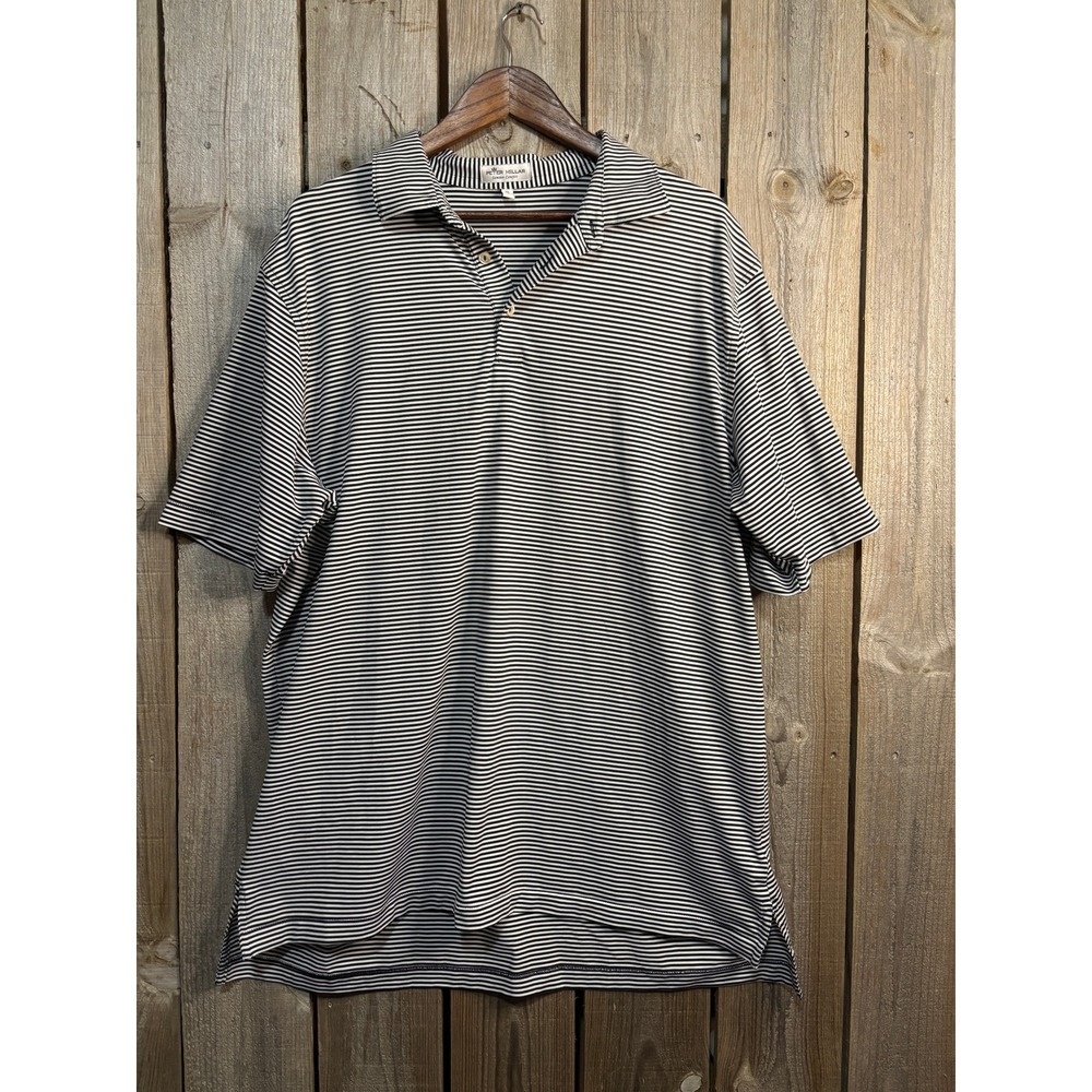 Peter Millar Summer Comfort Polo Shirt Mens XL Black White Striped ME0EK03S BLK